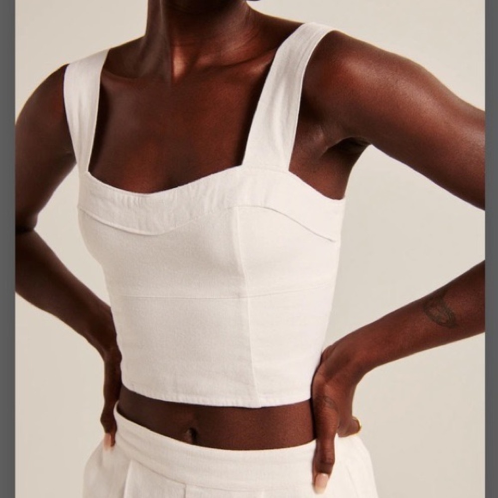 Abercrombie & Fitch White Linen Blend Corset Top